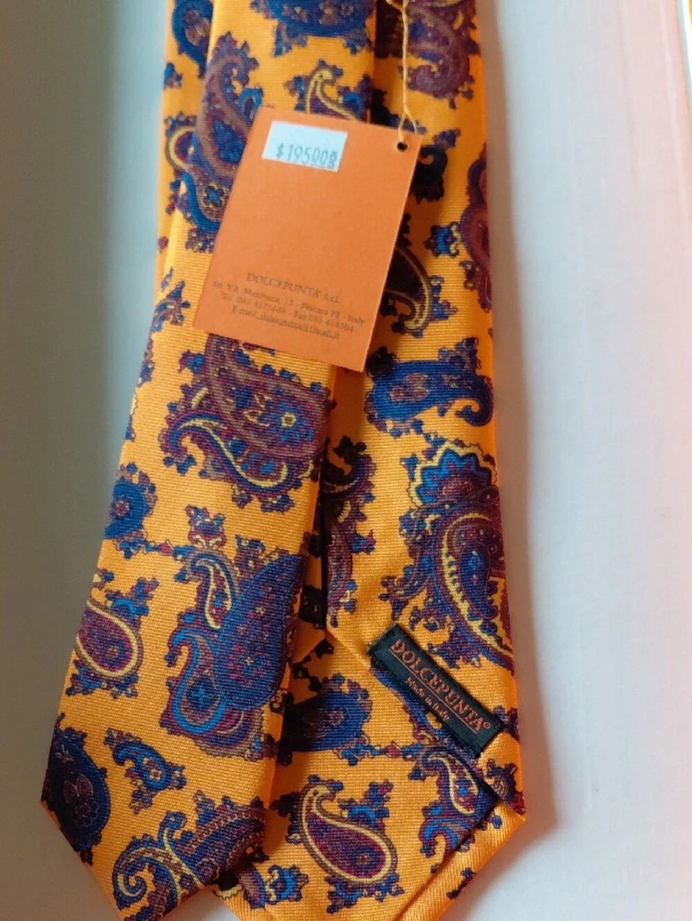 Paisley Silk Tie in Gold and Purple - Unbranded